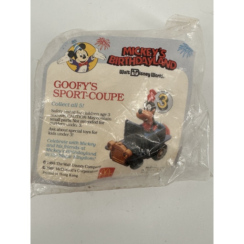Vintage McDonalds Happy Meal Toys Mickey's Birthdayland Goofy's Sport Coupe 1988